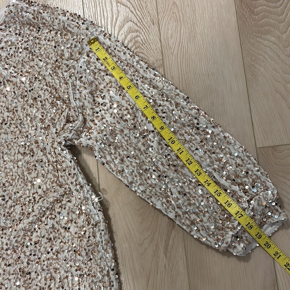 NO BELT - Vero Moda Curve Bella Boatneck Sequin Dress, Champagne, sz 2X - Picture 12 of 12